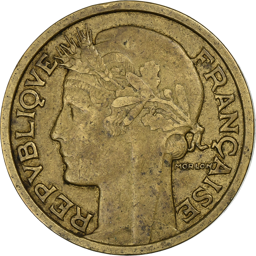 France, 2 Francs, Morlon, 1937, Paris, Aluminum-Bronze, EF, Gadoury:535