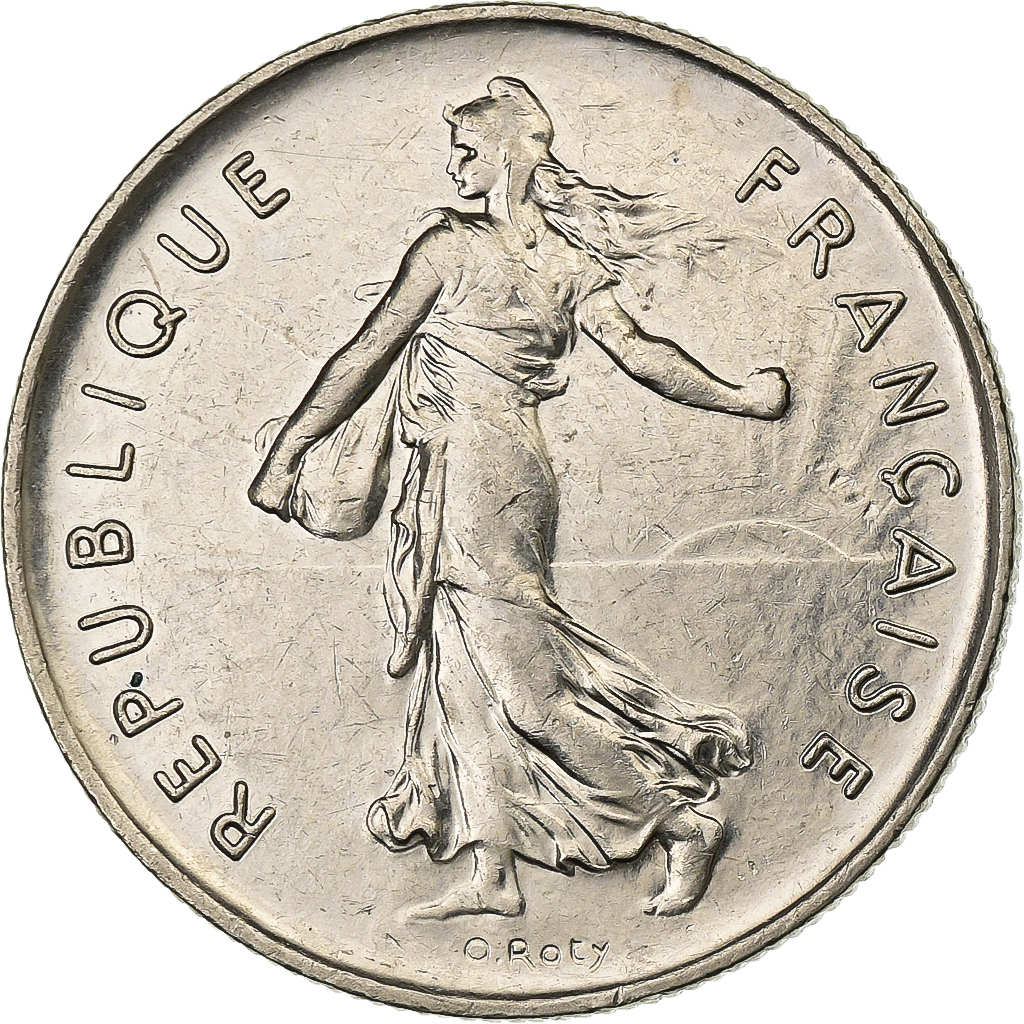France, 5 Francs, Semeuse, 1973, Paris, Nickel Clad Copper-Nickel, 