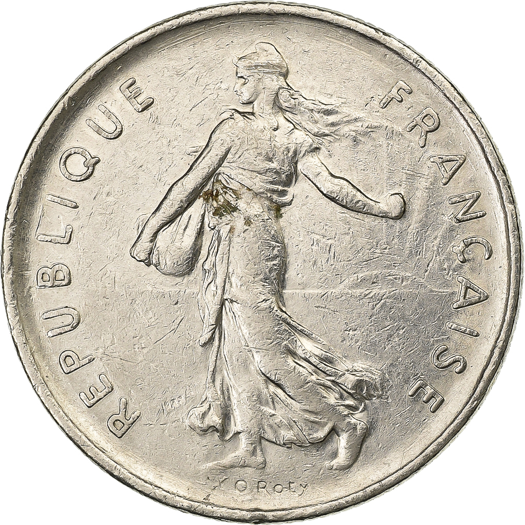 France, 5 Francs, Semeuse, 1971, Paris, Nickel Clad Copper-Nickel, 