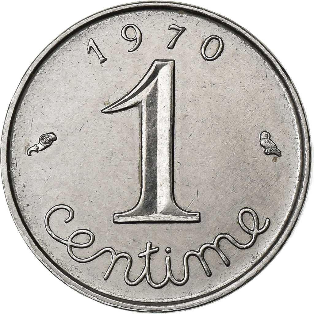 France, Centime, Épi, 1970, Paris, Stainless Steel, AU(50-53), Gadoury:91