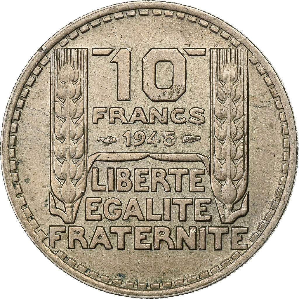 France, 10 Francs, Turin, 1945, Paris, Copper-nickel, , Gadoury:810