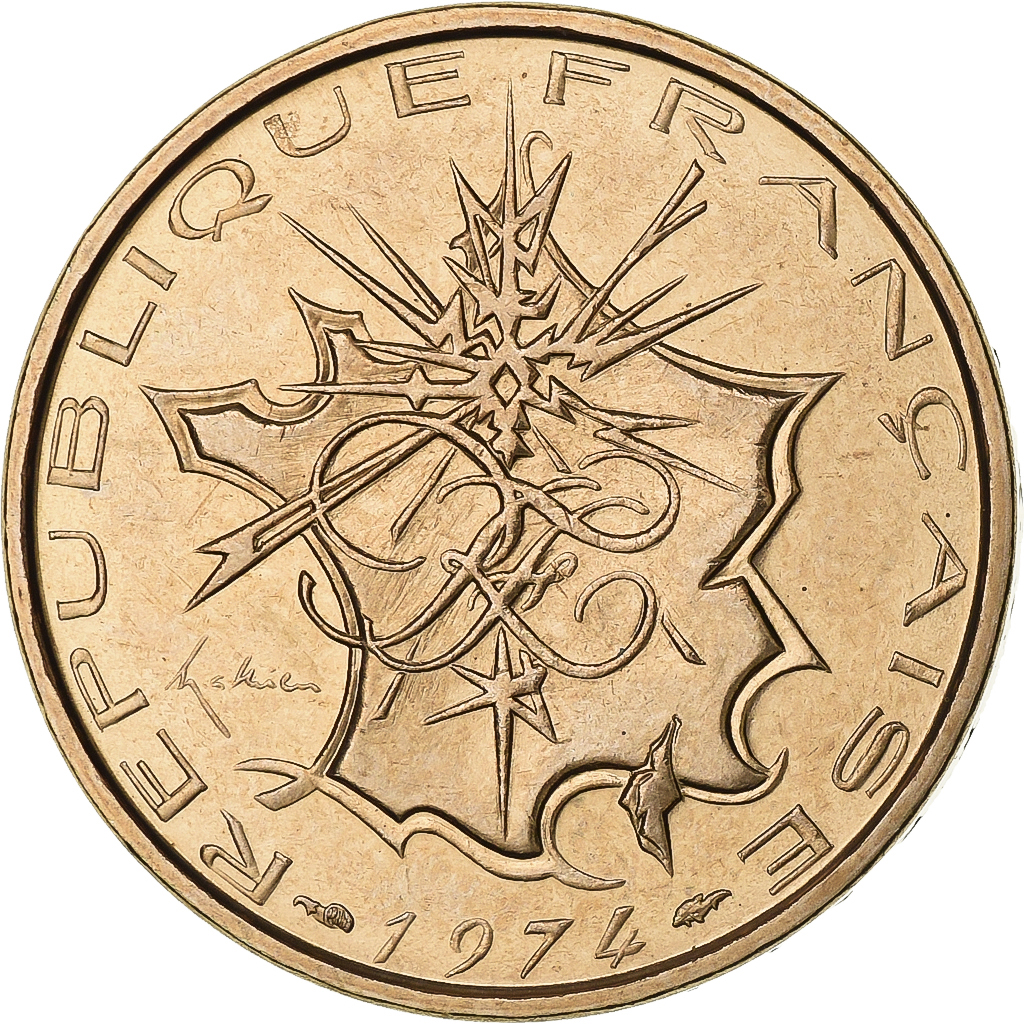 France, 10 Francs, Mathieu, 1974, Paris, Tranche B, Nickel-brass, 
