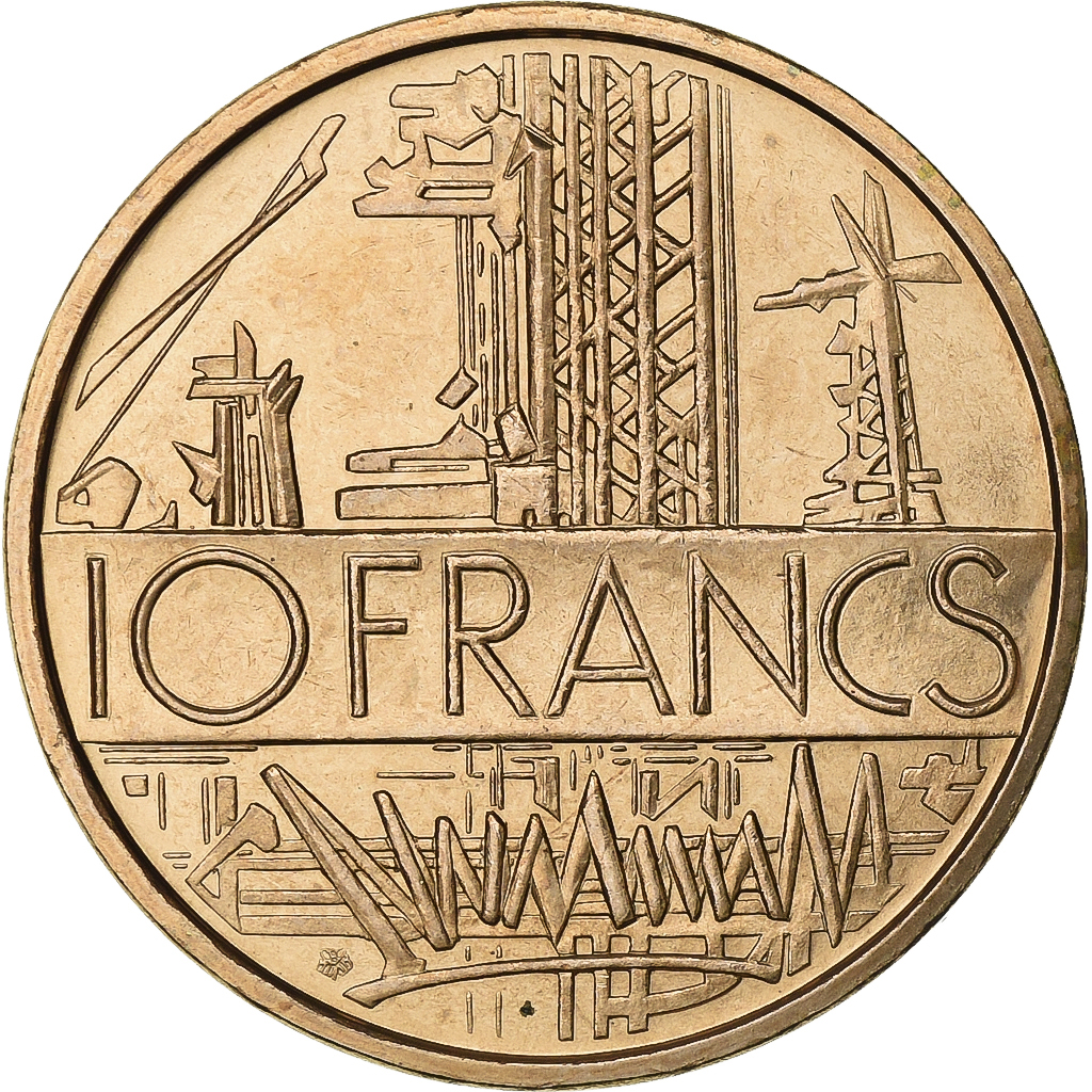 France, 10 Francs, Mathieu, 1974, Paris, Tranche B, Nickel-brass, 