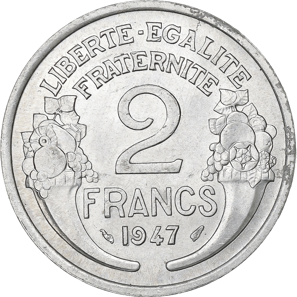 France, 2 Francs, Morlon, 1947, Paris, Aluminum, , Gadoury:538b