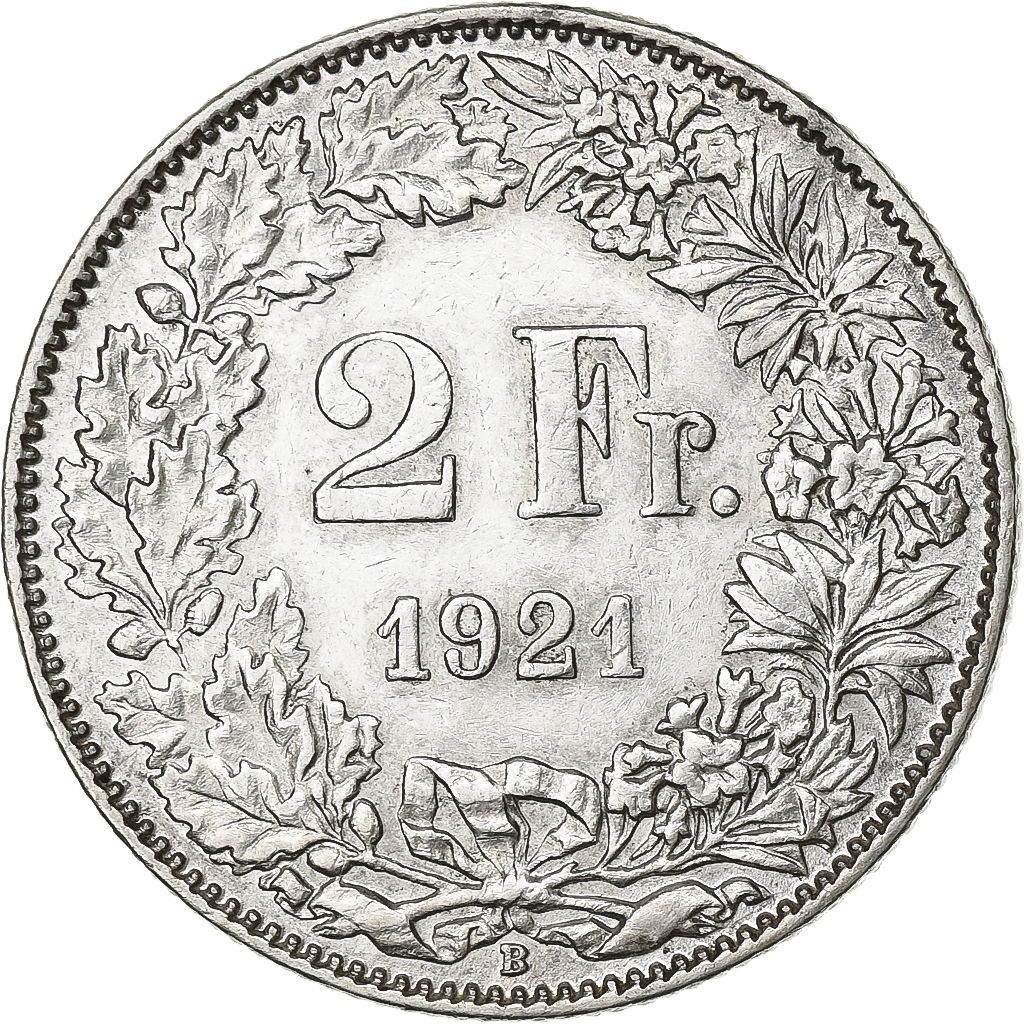 Switzerland, 2 Francs, 1921, Bern, Silver, , KM:21