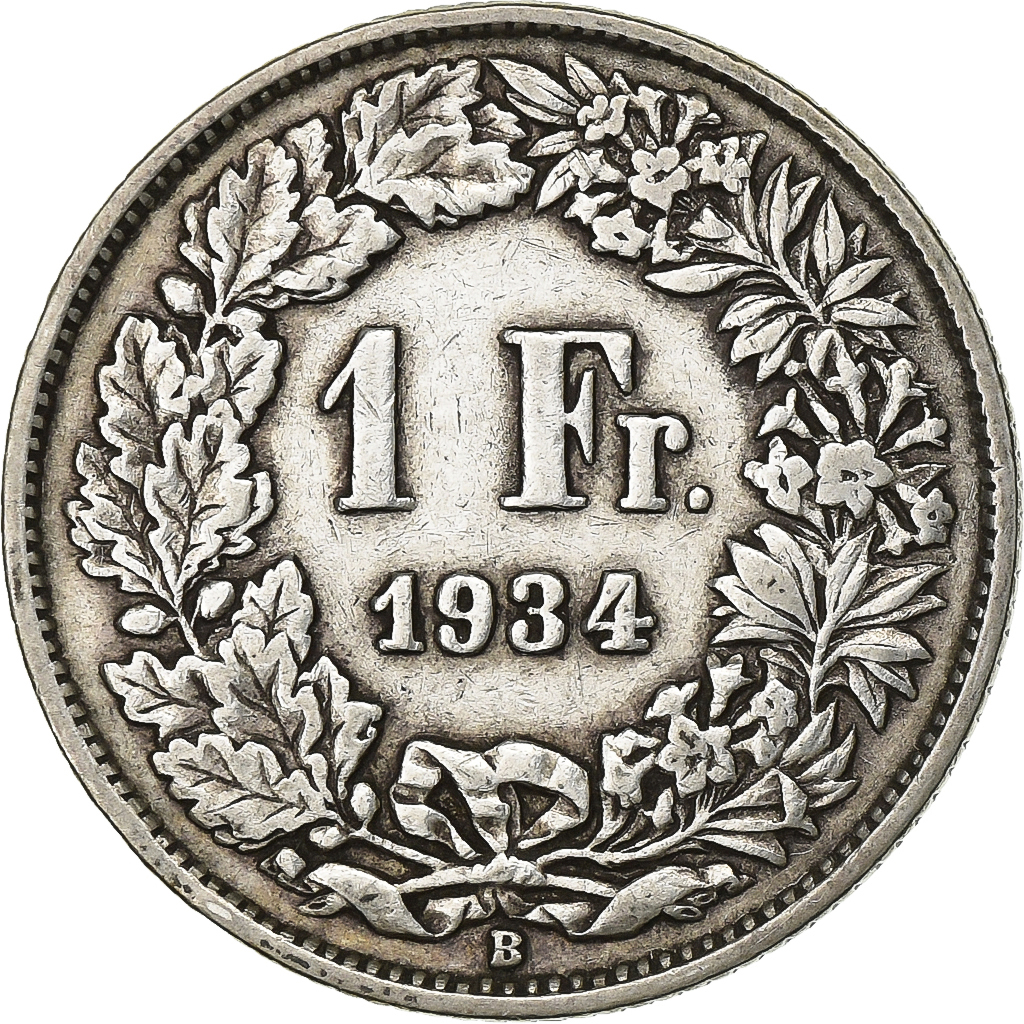 Switzerland, Franc, 1934, Bern, Silver, , KM:24