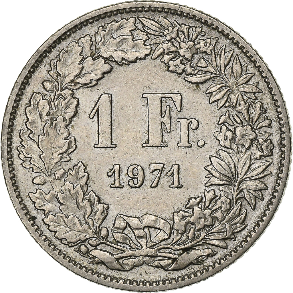Switzerland, Franc, 1971, Bern, Copper-nickel, , KM:24a.1
