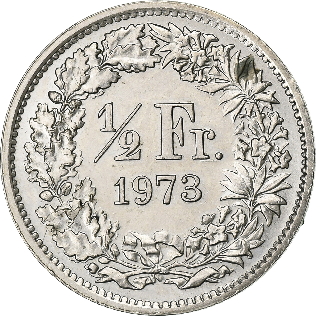 Switzerland, 1/2 Franc, 1973, Bern, Copper-nickel, , KM:23a.1