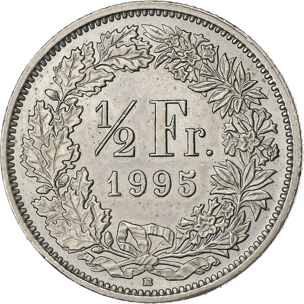 Switzerland, 1/2 Franc, 1995, Bern, Copper-nickel, , KM:23a.3