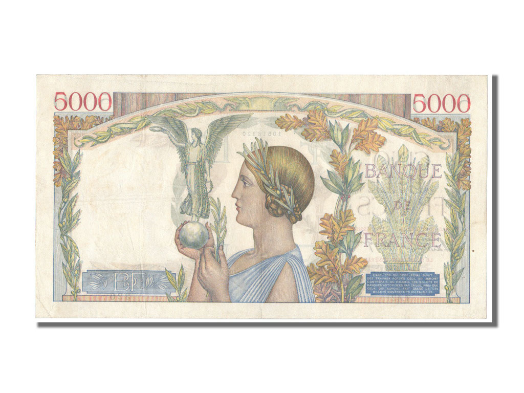 Banknote, France, 5000 Francs, 5 000 F 1934-1944 ''Victoire'', 1940, 1940-12-12