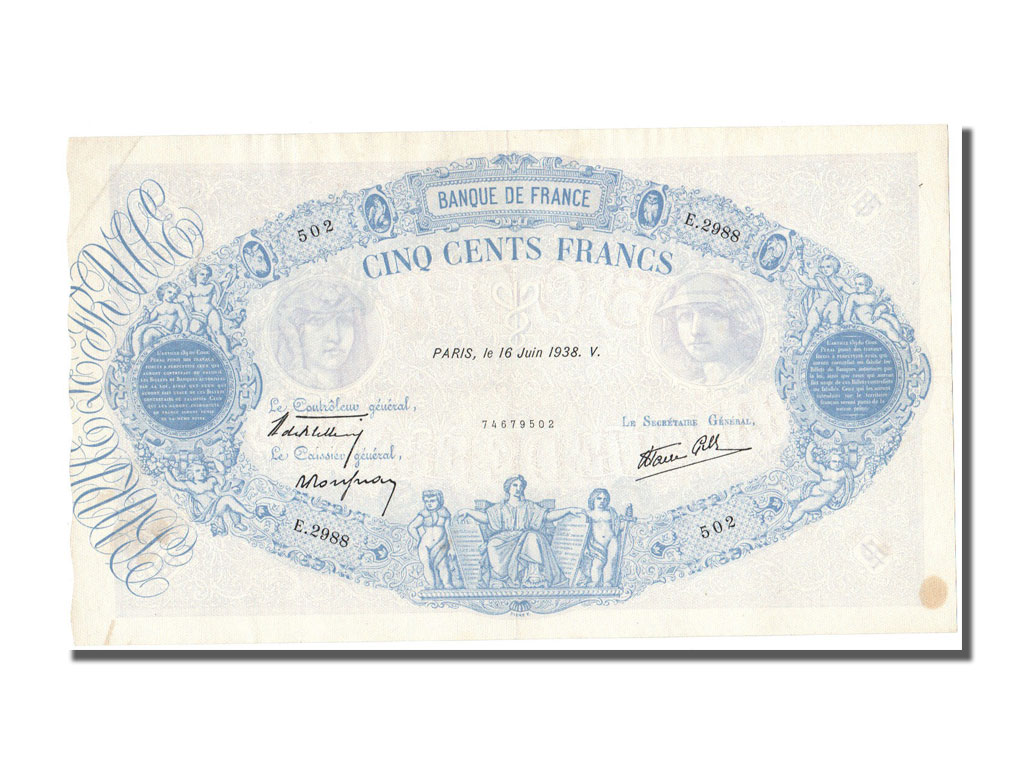 Banknote, France, 500 Francs, 500 F 1888-1940 ''Bleu et Rose'', 1938