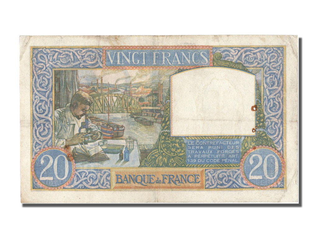 Banknote, France, 20 Francs, 20 F 1939-1942 ''Science et Travail'', 1941