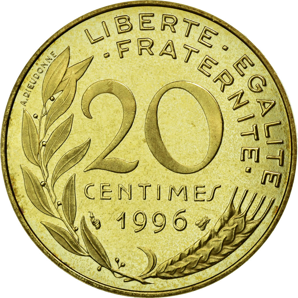 Coin, France, Marianne, 20 Centimes, 1996, Paris, , Aluminum-Bronze