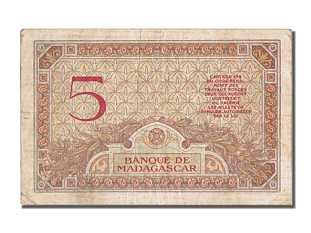 Banknote, Madagascar, 5 Francs, EF(40-45)