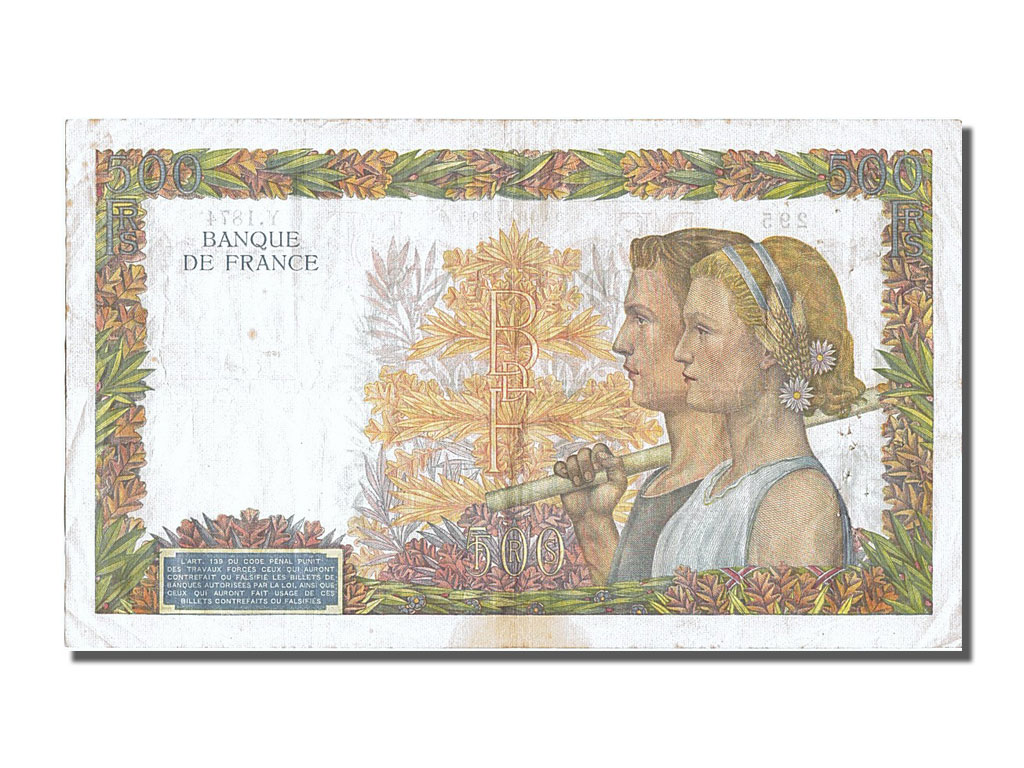 Banknote, France, 500 Francs, 500 F 1940-1944 ''La Paix'', 1941, 1941-01-09