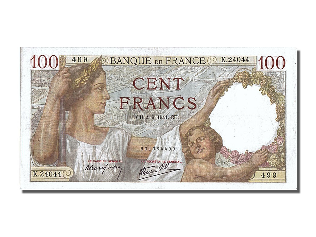 Banknote, France, 100 Francs, 100 F 1939-1942 ''Sully'', 1941, 1941-09-04
