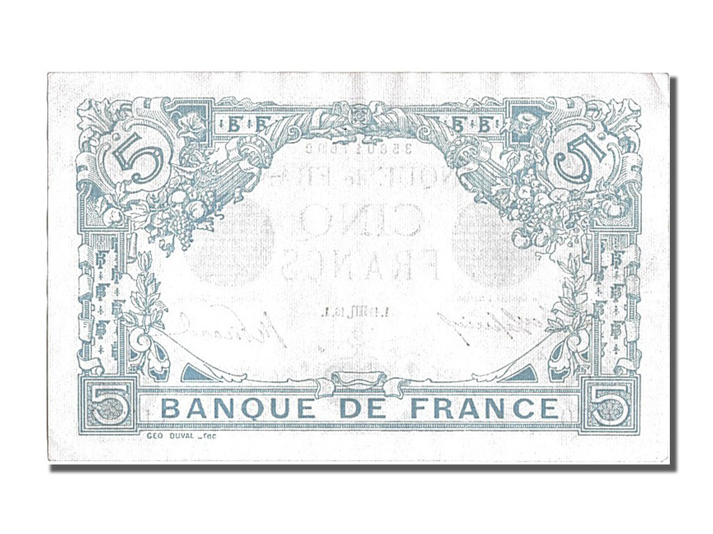 Banknote, France, 5 Francs, 5 F 1912-1917 ''Bleu'', 1916, 1916-10-10
