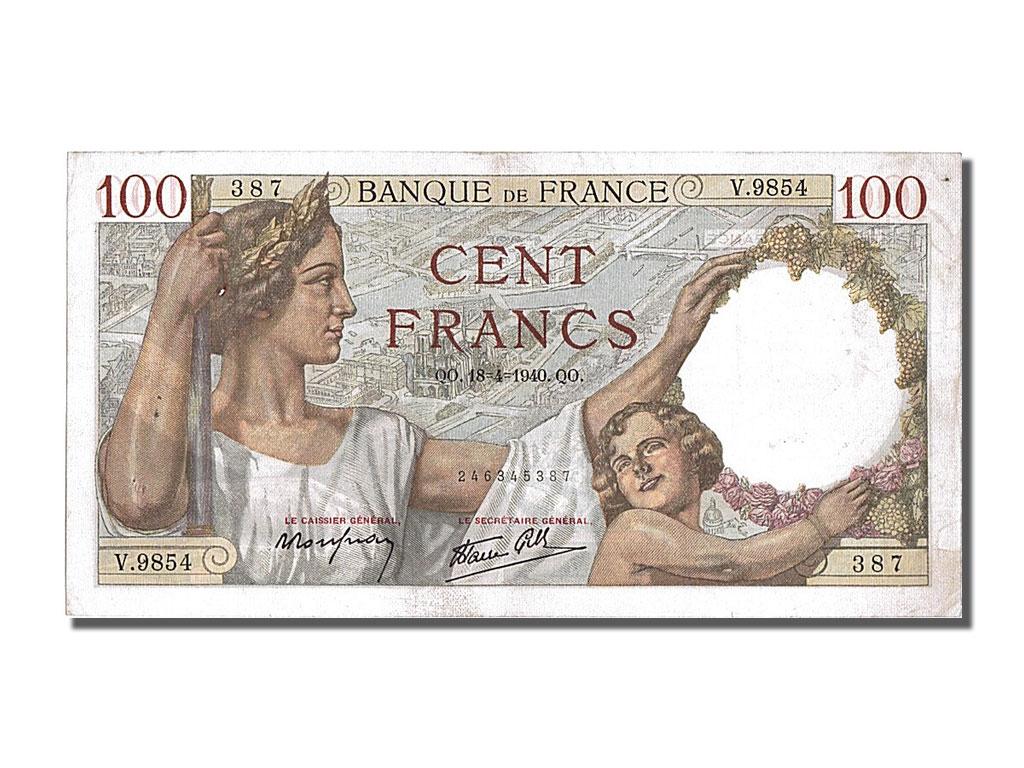 Banknote, France, 100 Francs, 100 F 1939-1942 ''Sully'', 1940, 1940-04-18
