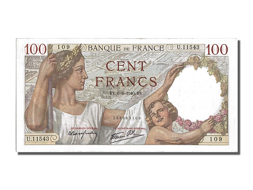 Banknote, France, 100 Francs, 100 F 1939-1942 ''Sully'', 1940, 1940-06-06