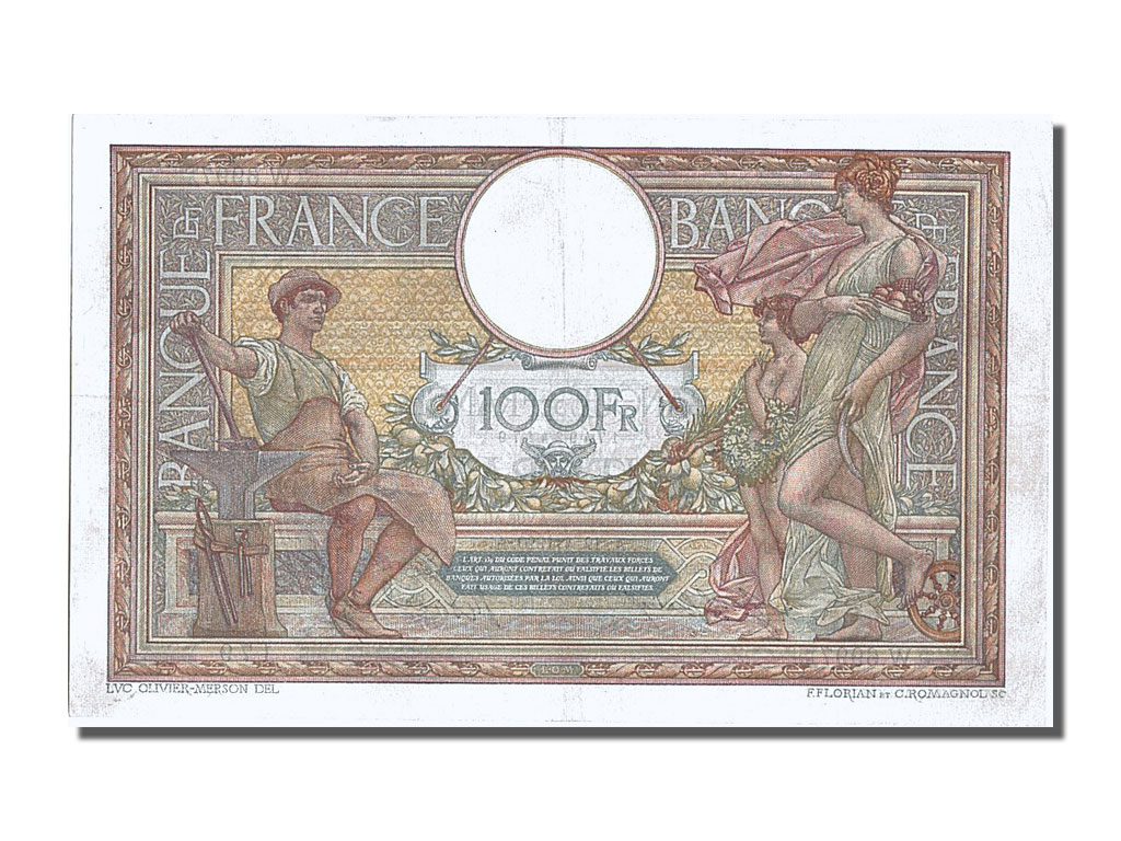 Biljet, Frankrijk, 100 Francs, 100 F 1908-1939 ''Luc Olivier Merson'', 1920