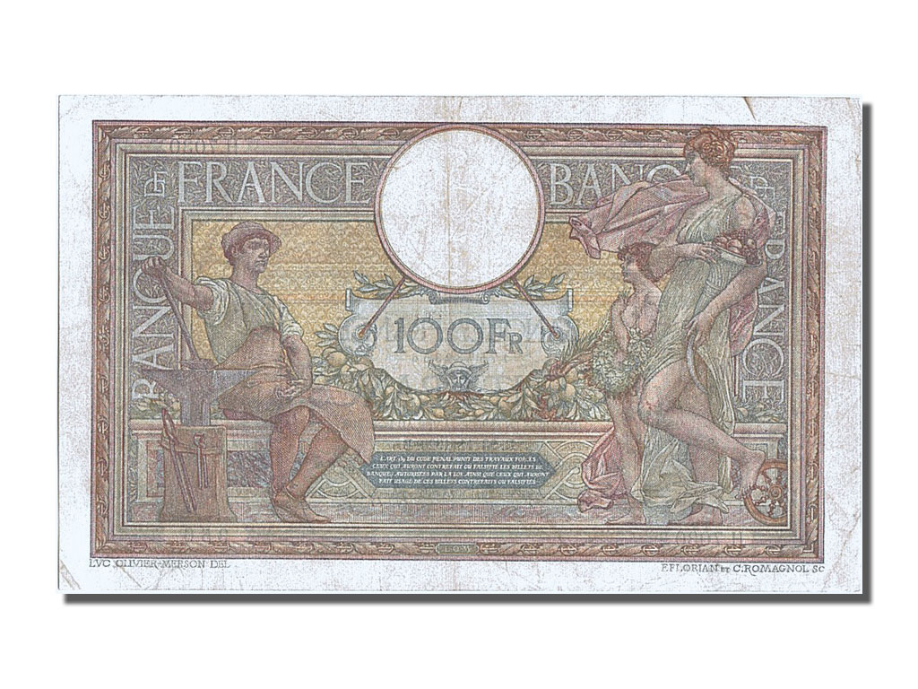 Biljet, Frankrijk, 100 Francs, 100 F 1908-1939 ''Luc Olivier Merson'', 1979