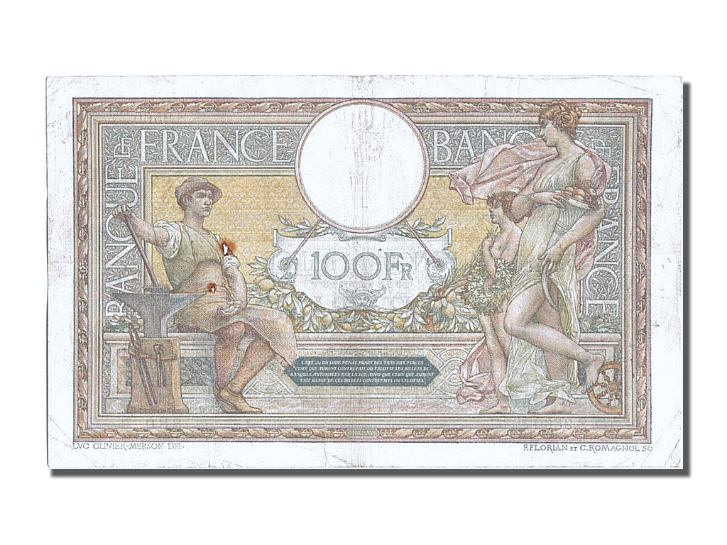 Banknote, France, 100 Francs, 100 F 1908-1939 ''Luc Olivier Merson'', 1923