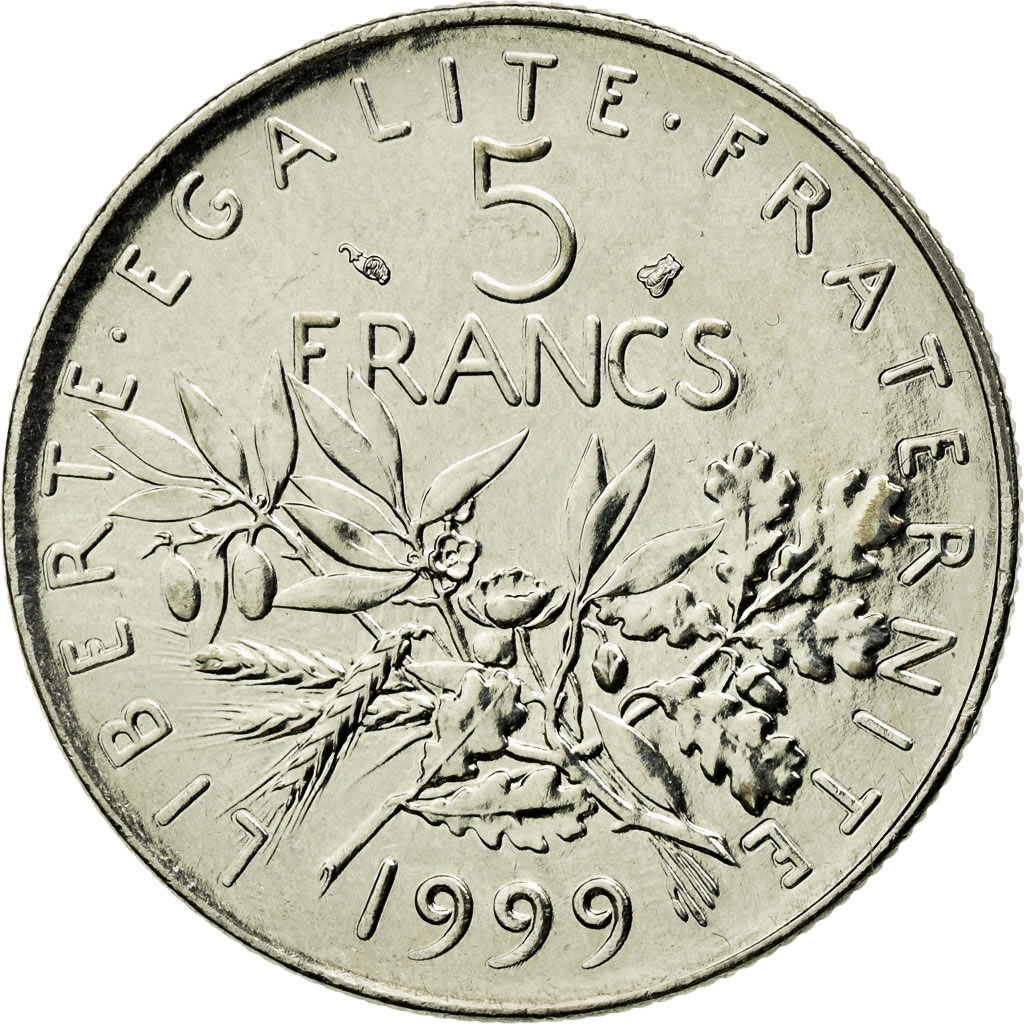 Coin, France, Semeuse, 5 Francs, 1999, , Nickel Clad Copper-Nickel