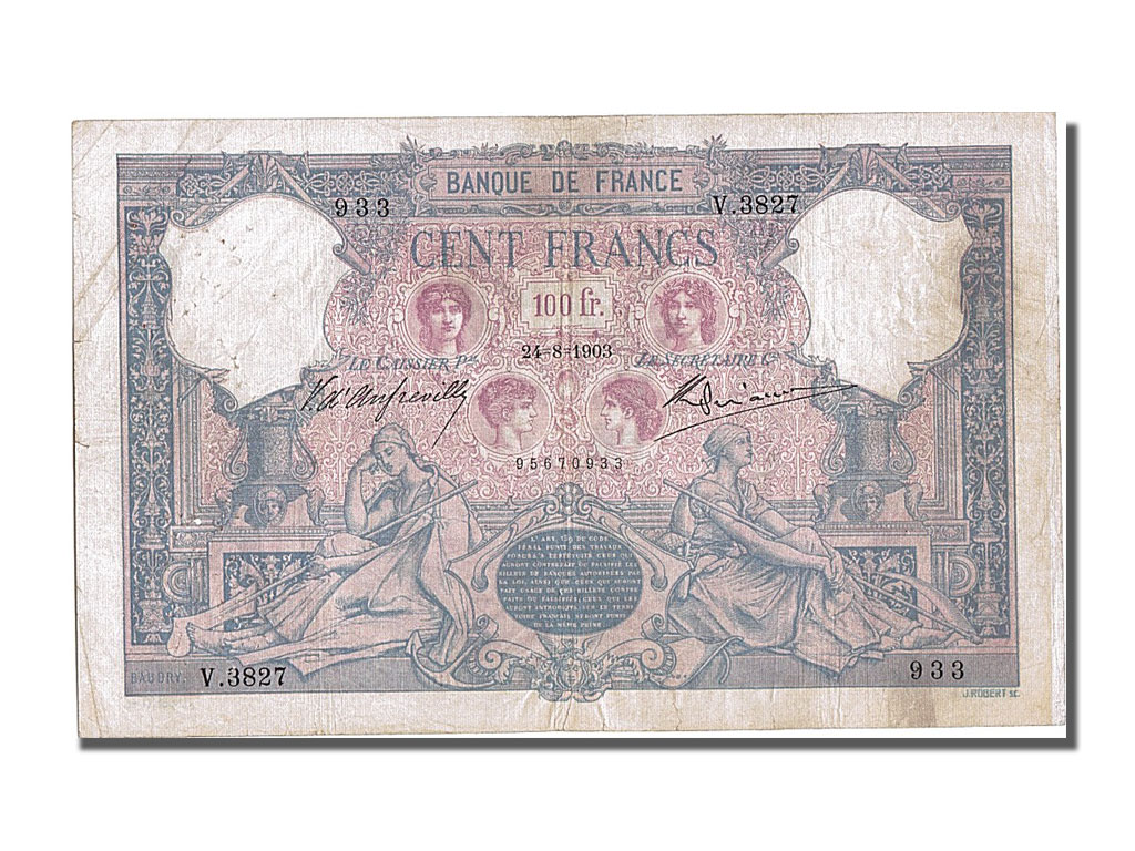 Banknote, France, 100 Francs, 100 F 1888-1909 ''Bleu et Rose'', 1903
