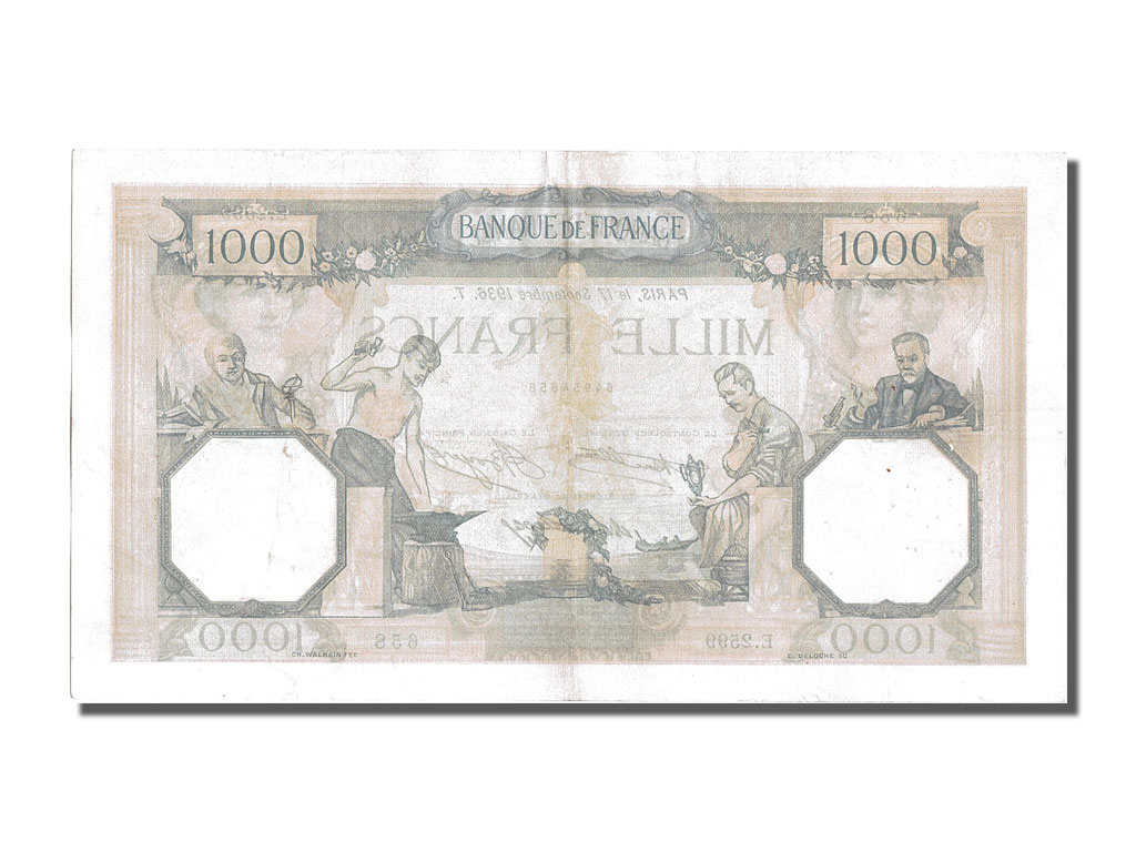 Banknote, France, 1000 Francs, 1 000 F 1927-1940 ''Cérès et Mercure'', 1936