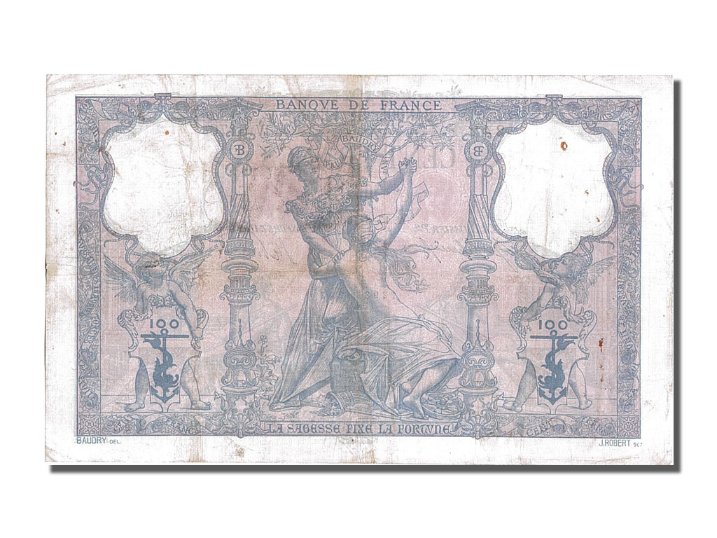 Biljet, Frankrijk, 100 Francs, 100 F 1888-1909 ''Bleu et Rose'', 1908