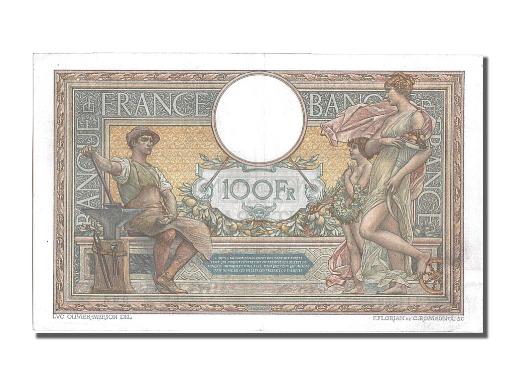 Banknote, France, 100 Francs, 100 F 1908-1939 ''Luc Olivier Merson'', 1926