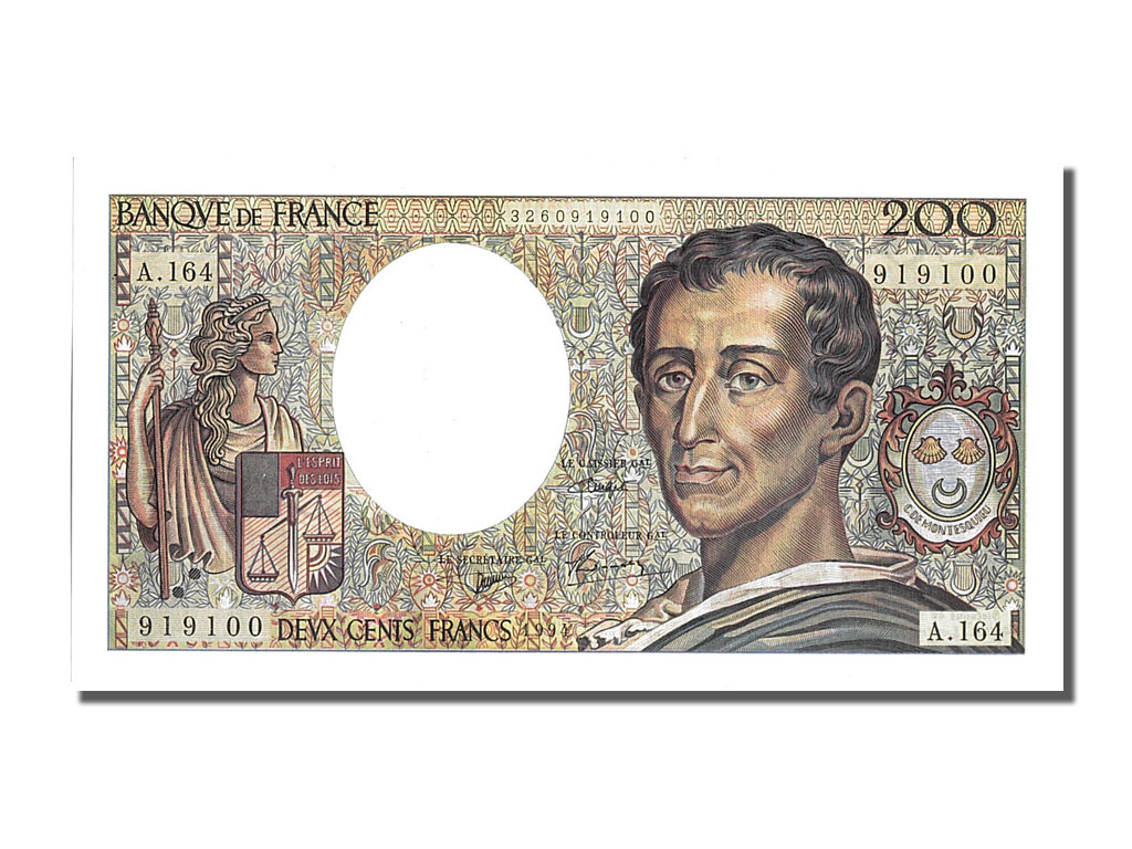 Biljet, Frankrijk, 200 Francs, 200 F 1981-1994 ''Montesquieu'', 1994, NIEUW