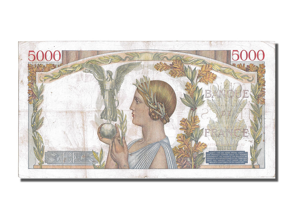 Banknote, France, 5000 Francs, 5 000 F 1934-1944 ''Victoire'', 1938, 1938-12-08