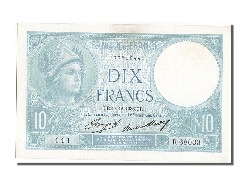 Banknote, France, 10 Francs, 10 F 1916-1942 ''Minerve'', 1936, 1936-12-17