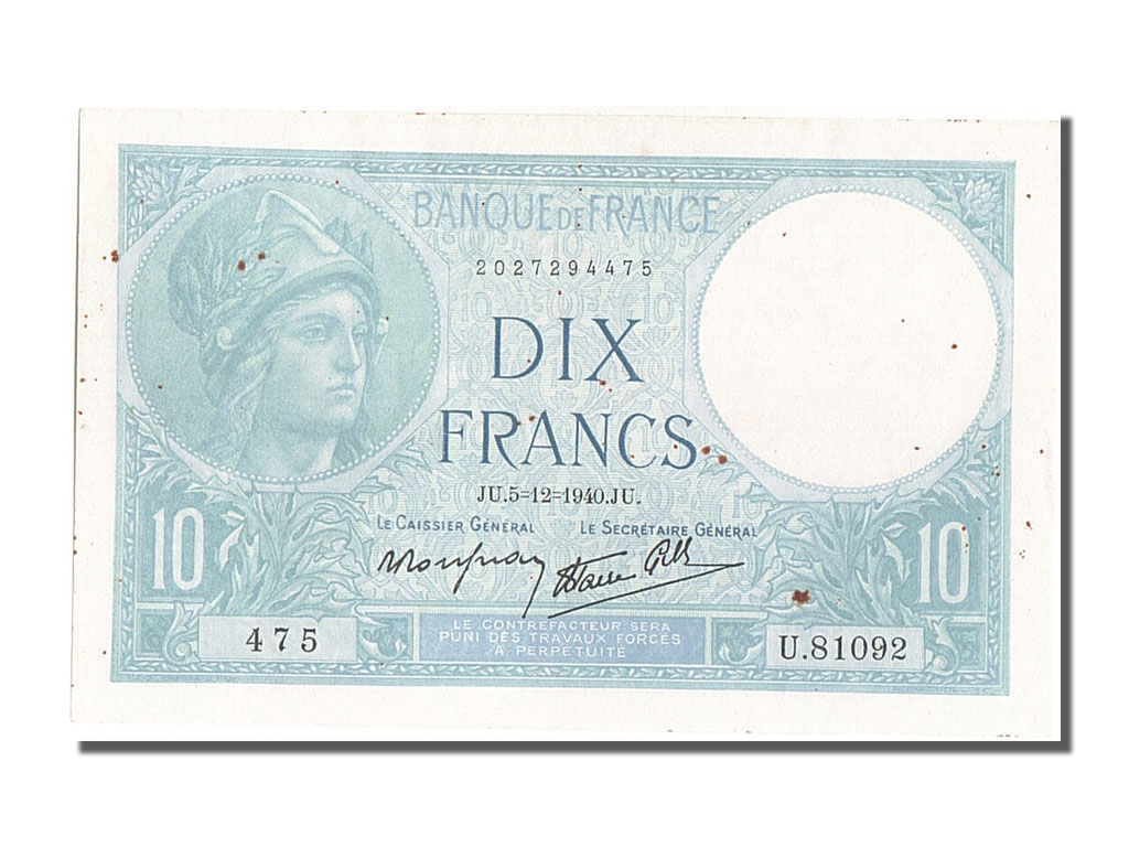 Banknote, France, 10 Francs, 10 F 1916-1942 ''Minerve'', 1940, 1940-12-05