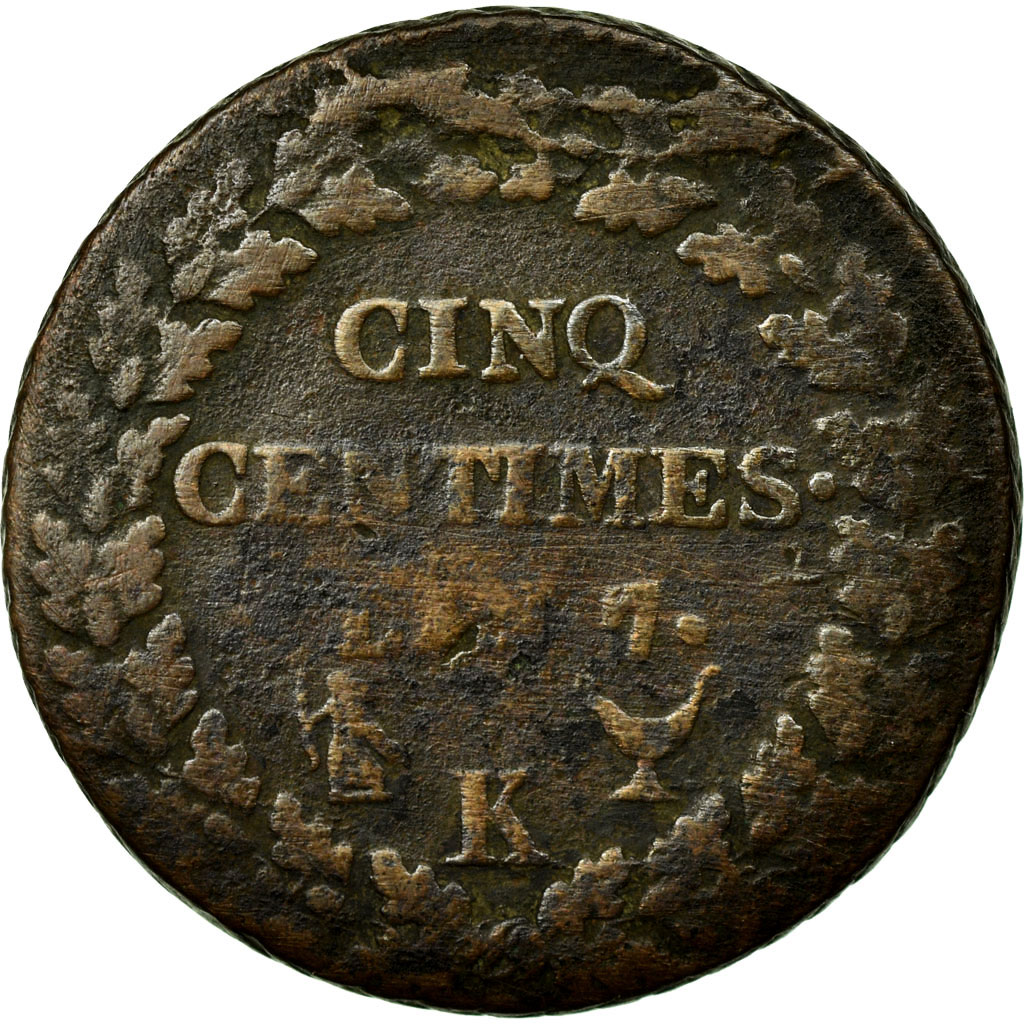 Coin, France, Dupré, 5 Centimes, 1799, Bordeaux, , Bronze, Gadoury:126
