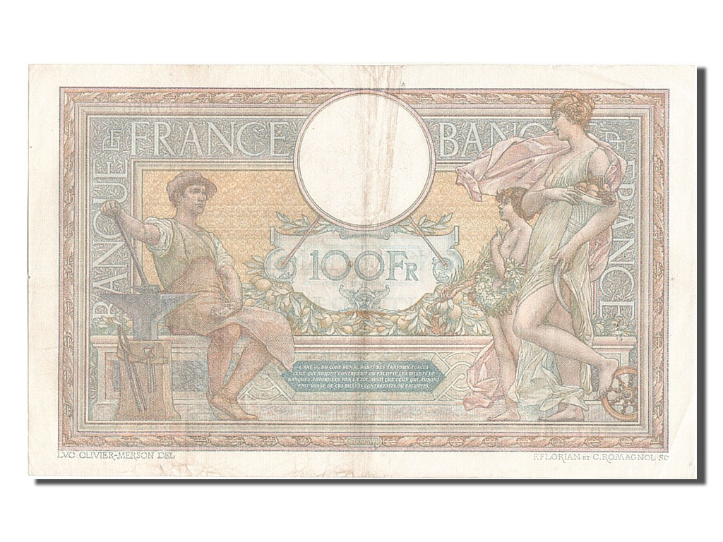 Biljet, Frankrijk, 100 Francs, 100 F 1908-1939 ''Luc Olivier Merson'', 1921