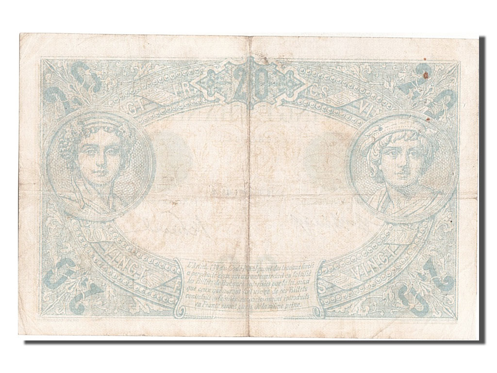 Banknote, France, 20 Francs, 20 F 1905-1913 ''Bleu'', 1913, 1913-01-16