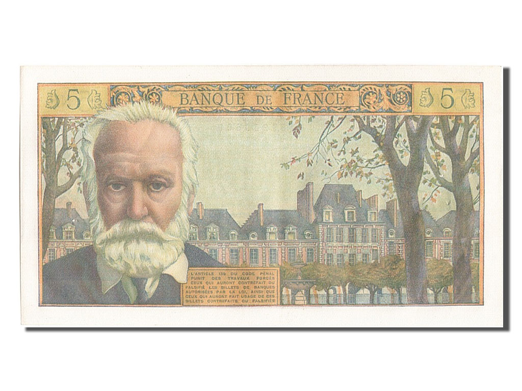 Banknote, France, 5 Nouveaux Francs, 5 NF 1959-1965 ''Victor Hugo'', 1962