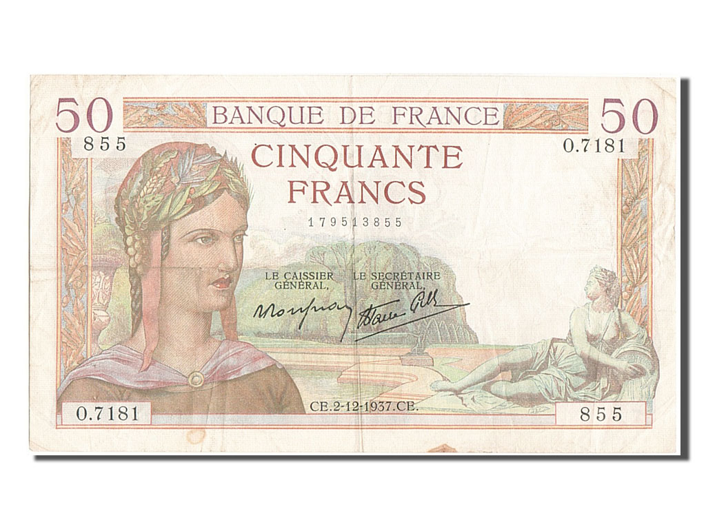 Banknote, France, 50 Francs, 50 F 1934-1940 ''Cérès'', 1937, 1937-12-02