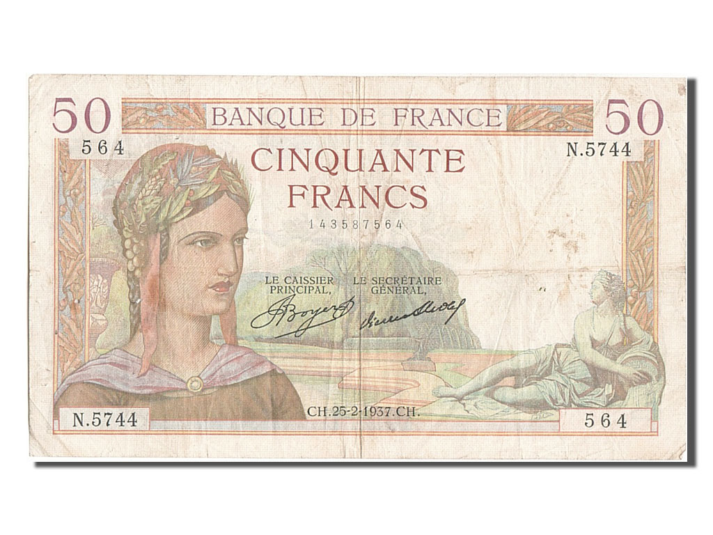 Banknote, France, 50 Francs, 50 F 1934-1940 ''Cérès'', 1937, 1937-02-25