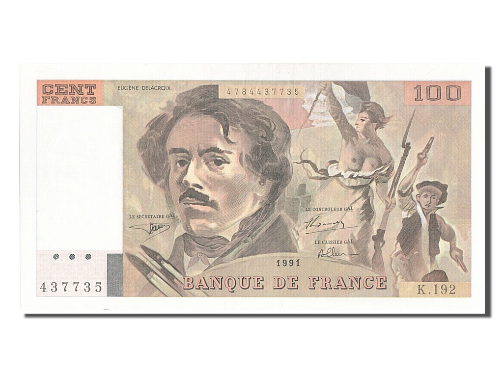 Banknote, France, 100 Francs, 100 F 1978-1995 ''Delacroix'', 1991, UNC(63)