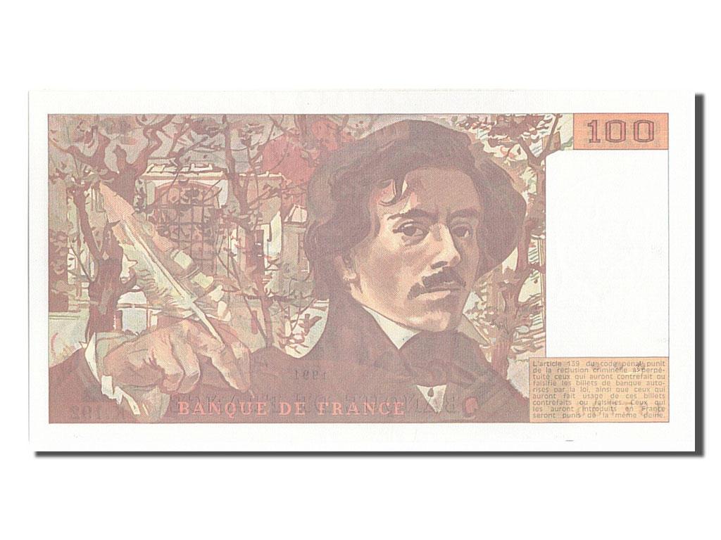 Banknote, France, 100 Francs, 100 F 1978-1995 ''Delacroix'', 1991, UNC(63)
