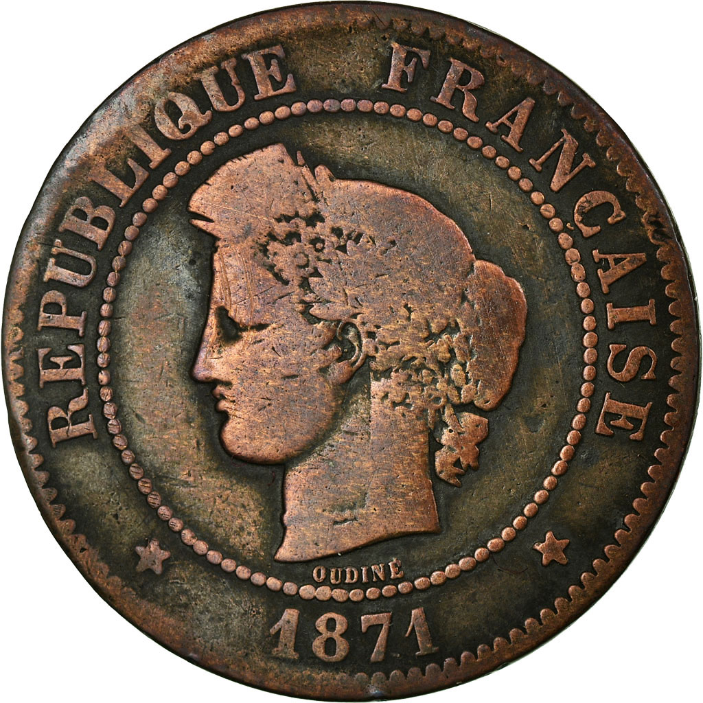 Coin, France, Cérès, 5 Centimes, 1871, Bordeaux, , Bronze
