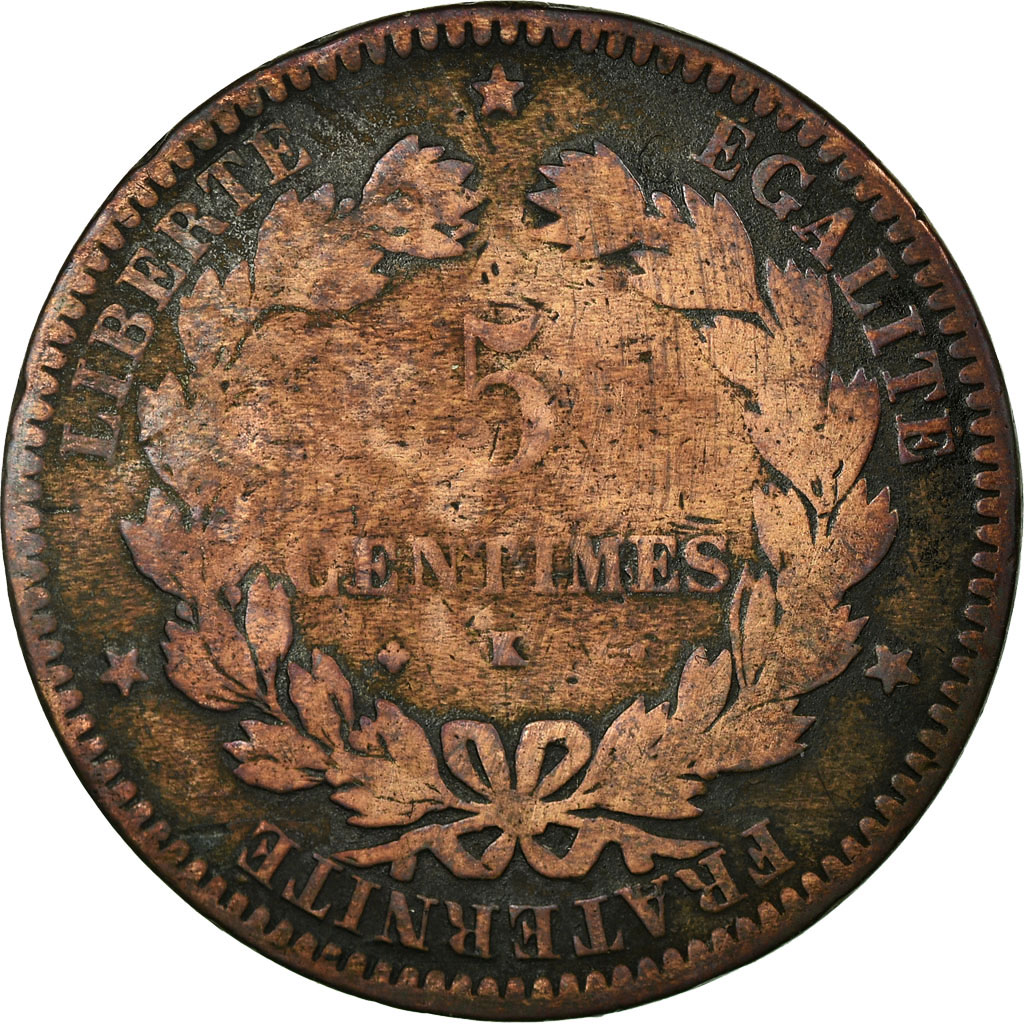Coin, France, Cérès, 5 Centimes, 1871, Bordeaux, , Bronze