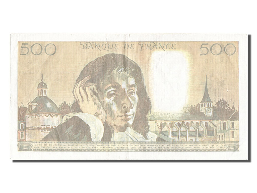Banknote, France, 500 Francs, 500 F 1968-1993 ''Pascal'', 1985, 1989-02-02