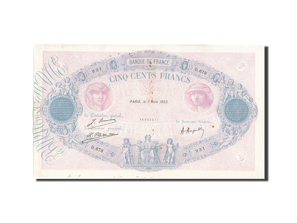 Banknote, France, 500 Francs, 500 F 1888-1940 ''Bleu et Rose'', 1923
