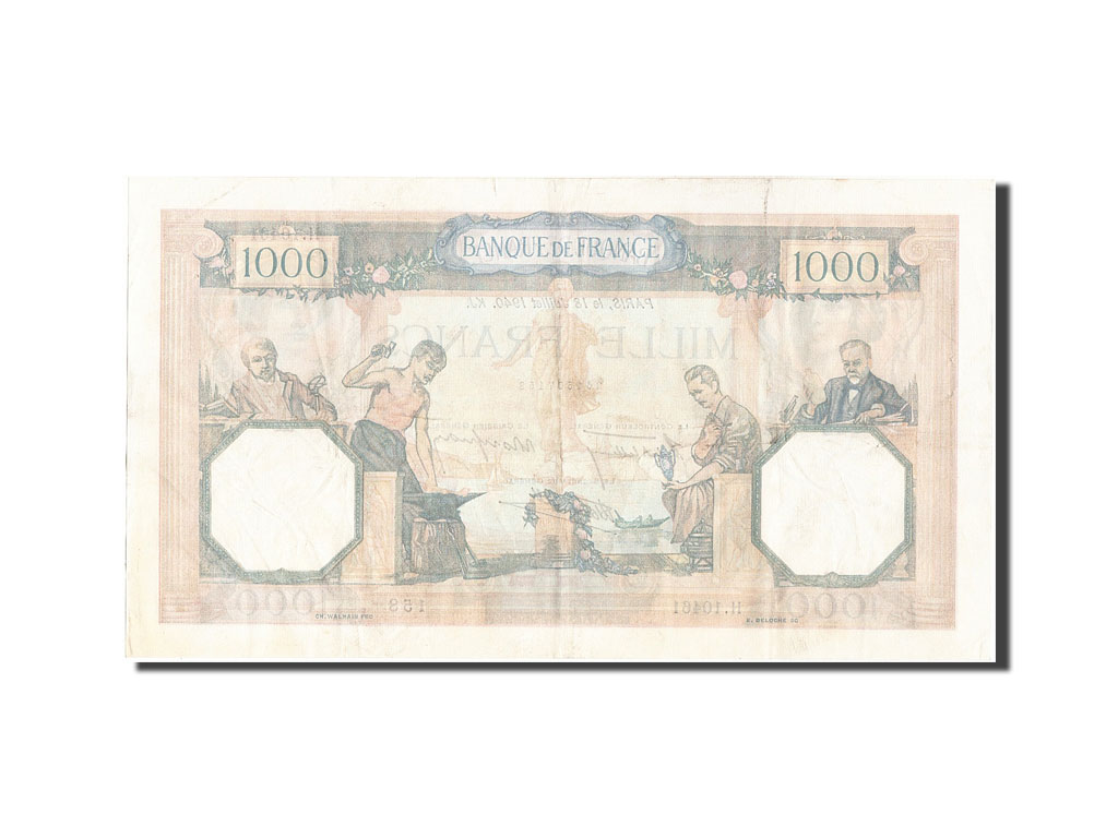 Banknote, France, 1000 Francs, 1 000 F 1927-1940 ''Cérès et Mercure'', 1940