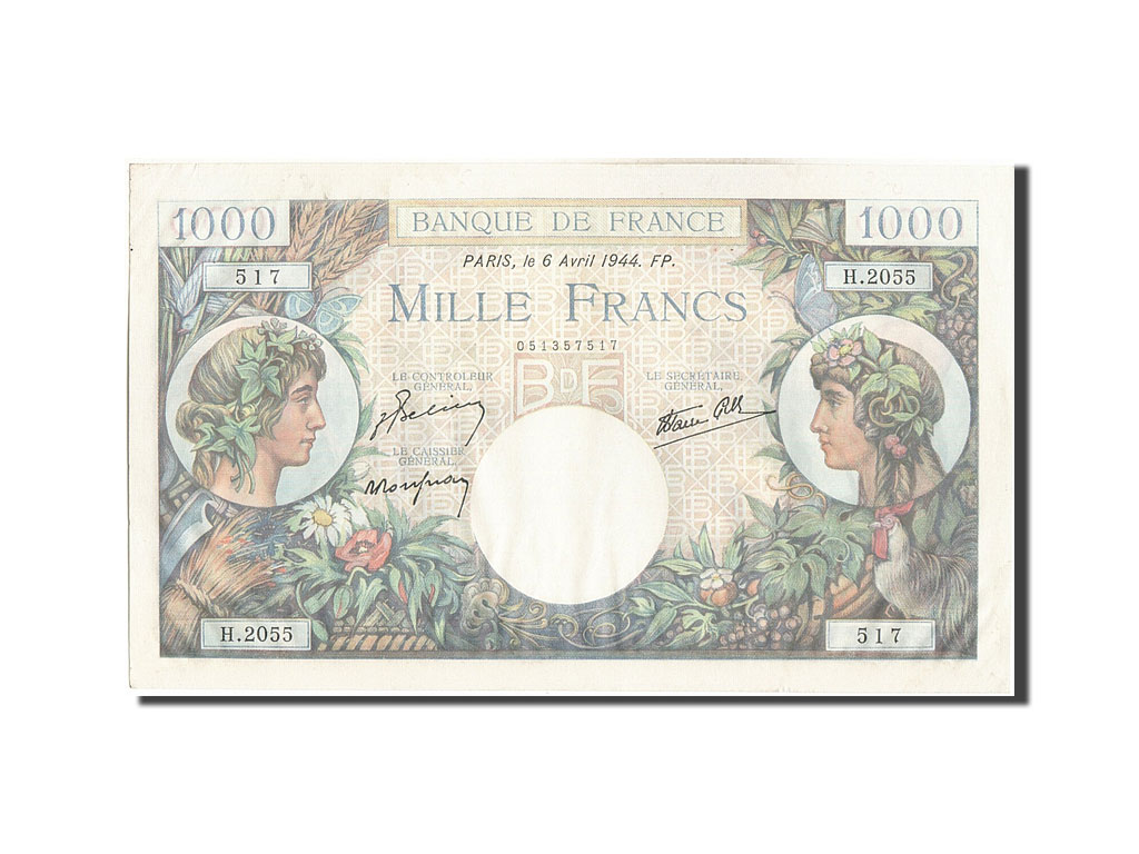 Biljet, Frankrijk, 1000 Francs, 1 000 F 1940-1944 ''Commerce et Industrie''