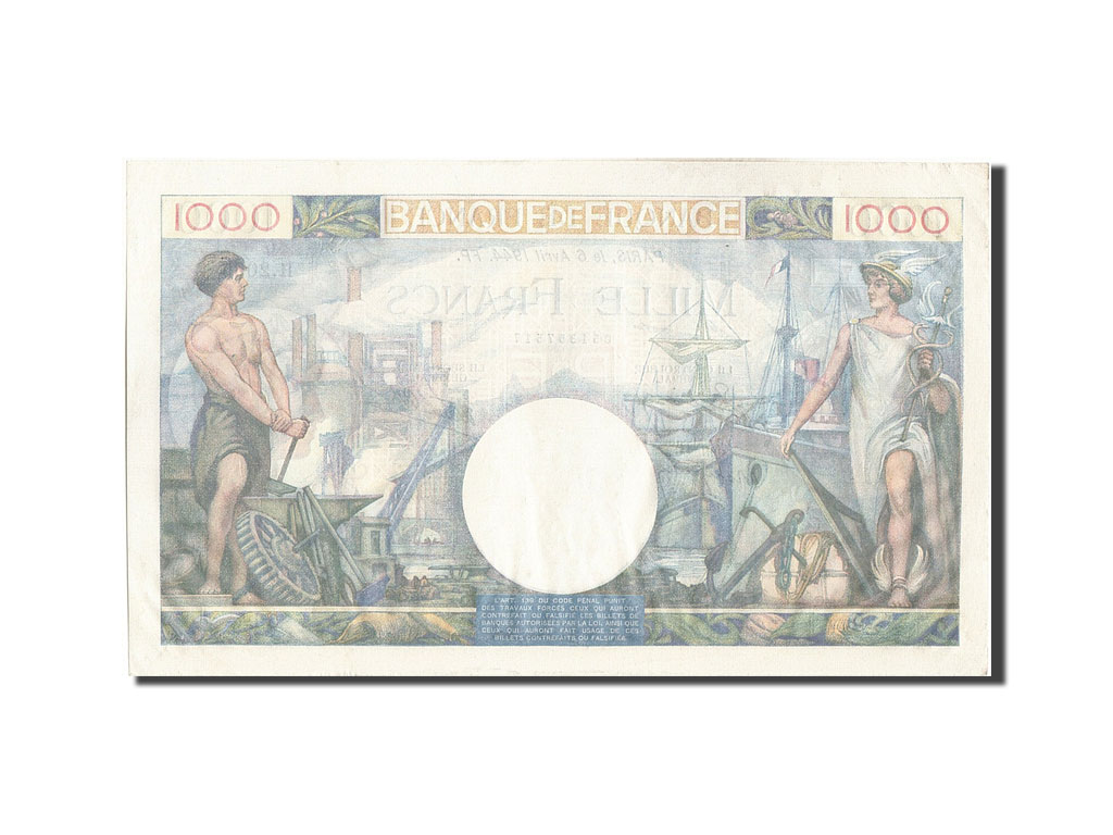Biljet, Frankrijk, 1000 Francs, 1 000 F 1940-1944 ''Commerce et Industrie''